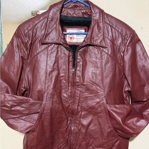 Sears - The Leather Shop Men's Burgundy Leather Jacket Size 40